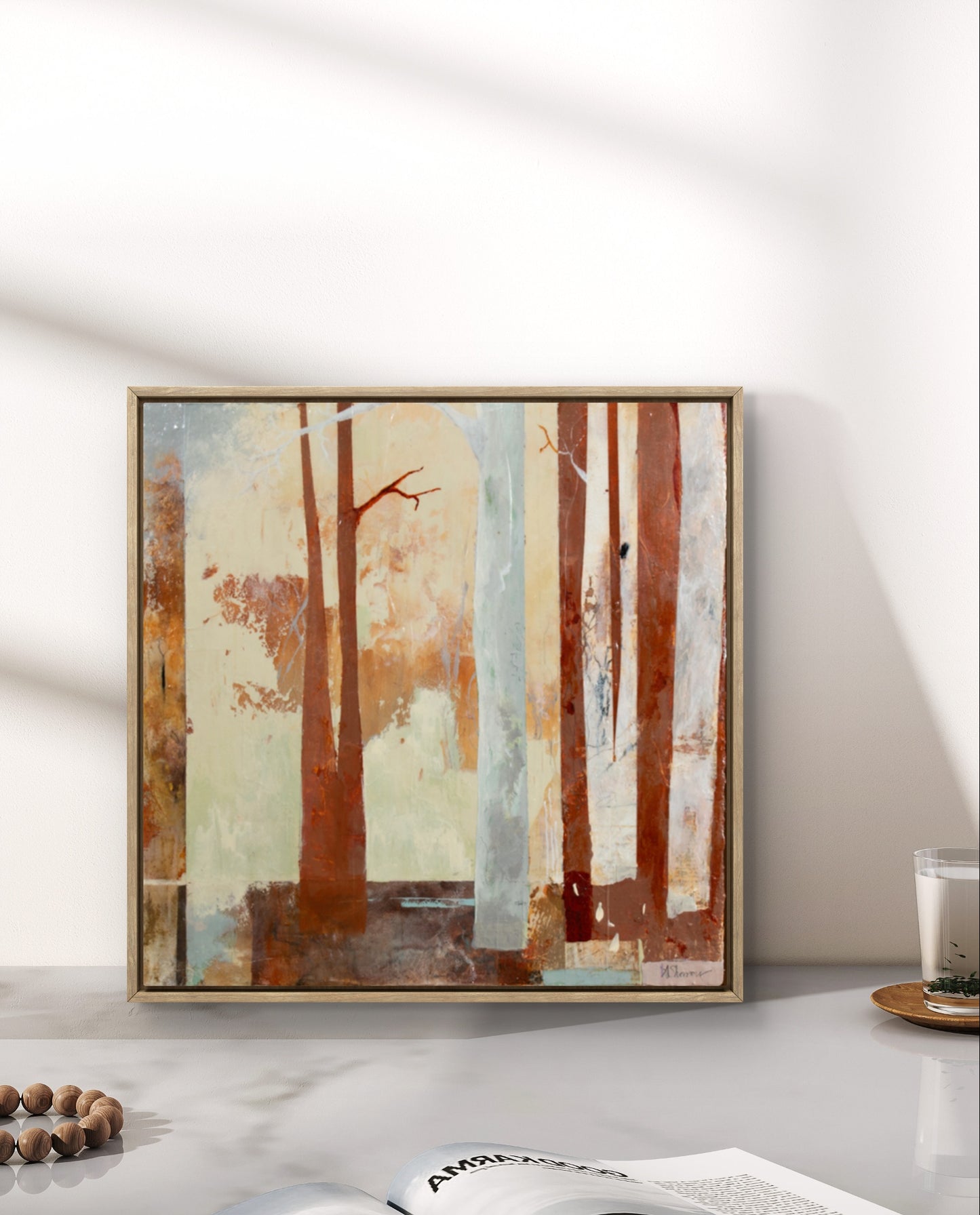 Dynamic modern painting inspired by natural contrasts.