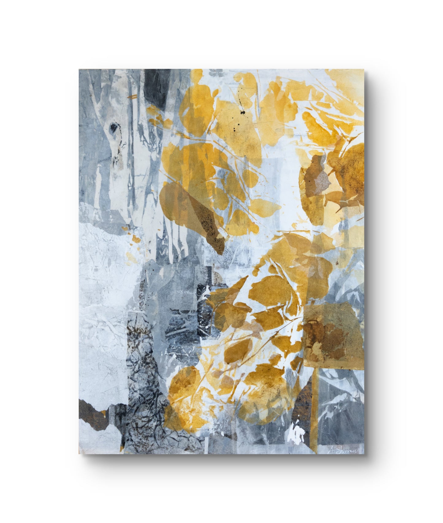 Mixed media artwork titled "Mild And Still At First Light"