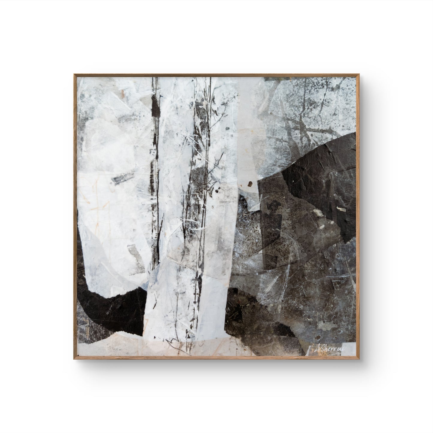 Nature-inspired contemporary artwork, "A Heavy Frost," with muted earth tones and organic textures.