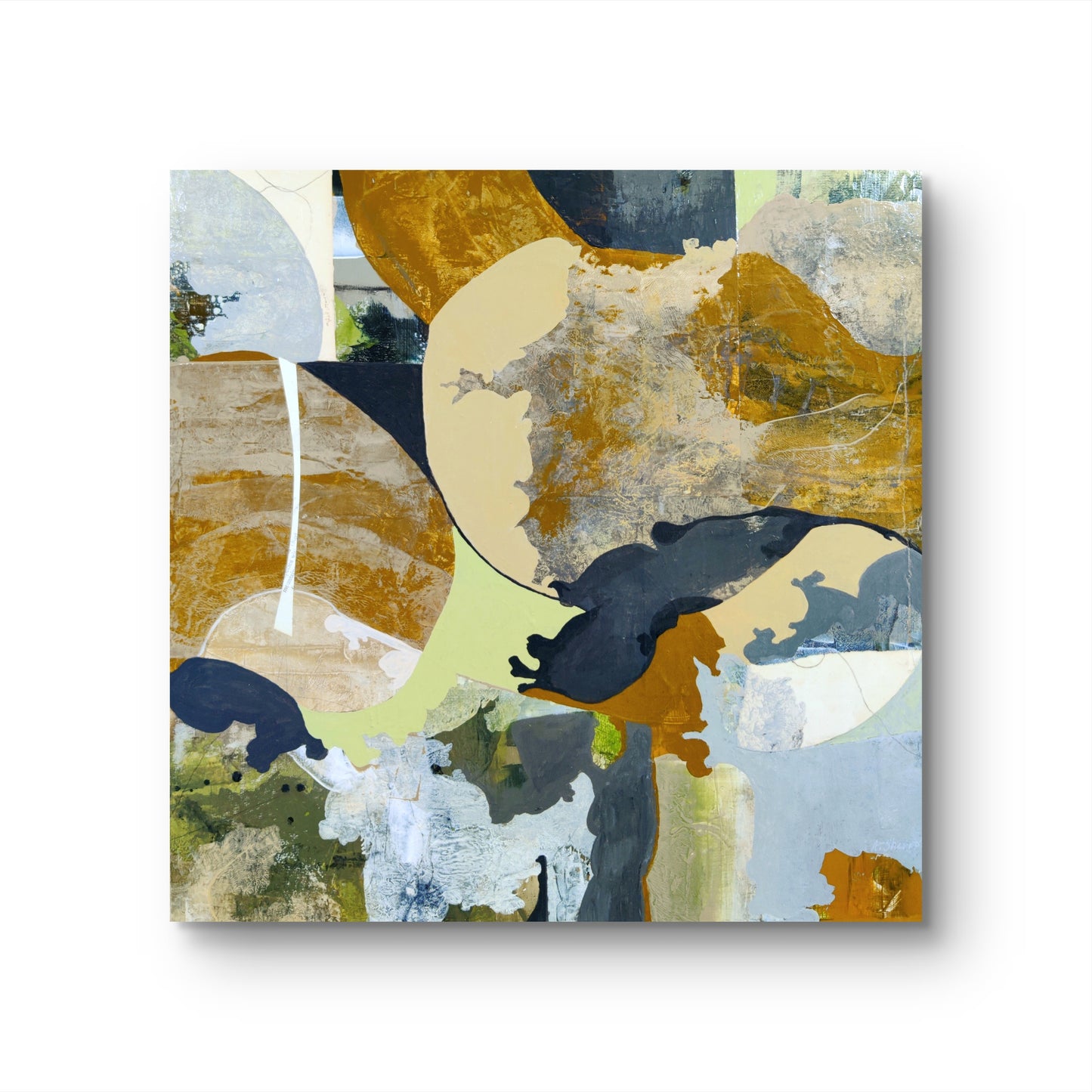 nature inspired woodland abstract painting by alison sherrow in earthen colors