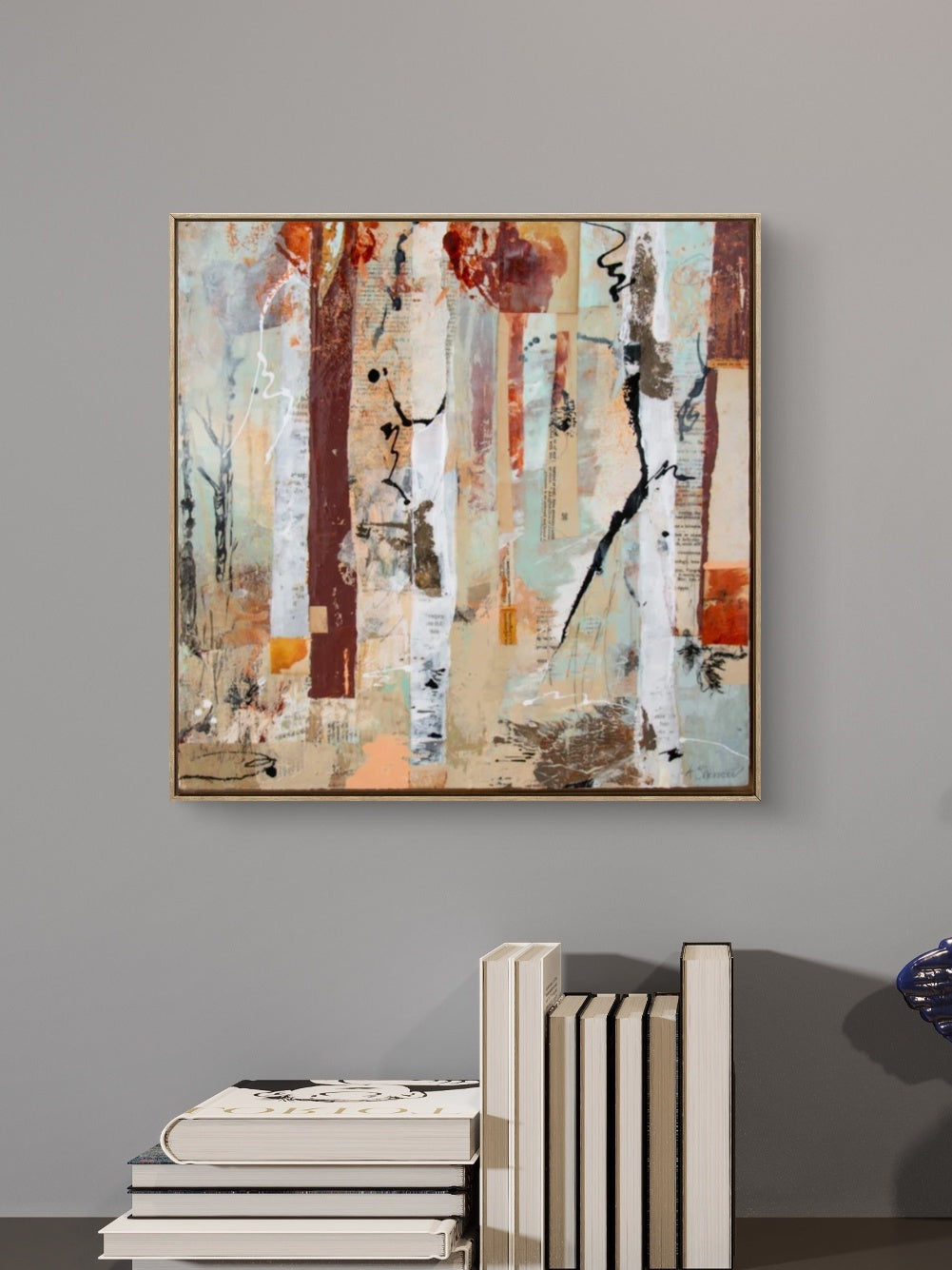 Nature-inspired abstract painting with inviting colors.