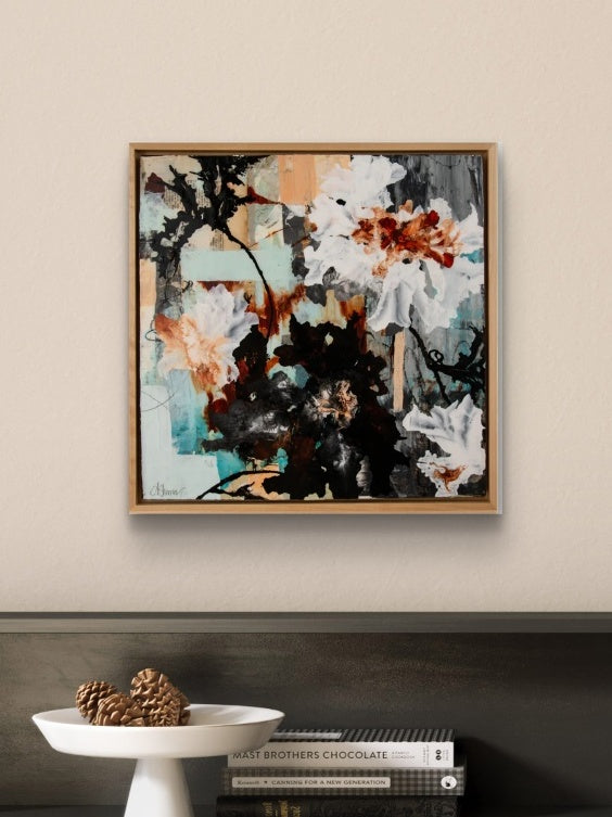 Expressive brushstrokes in a colorful abstract composition.