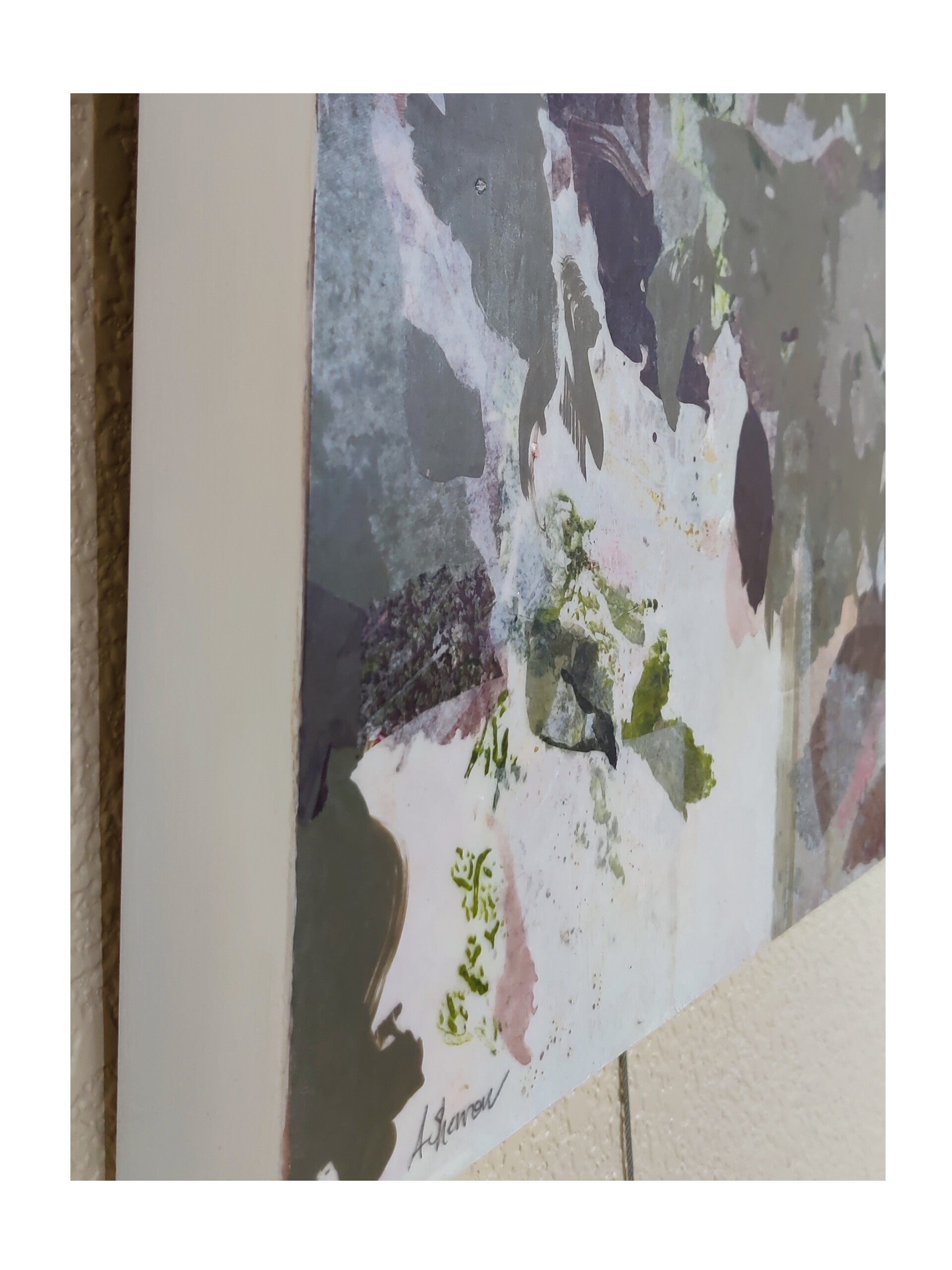 Close-up of a textured surface with a floral pattern