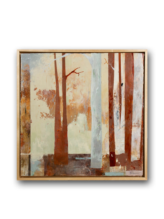 Juxtaposed Realms – a mixed media artwork with layered depth.