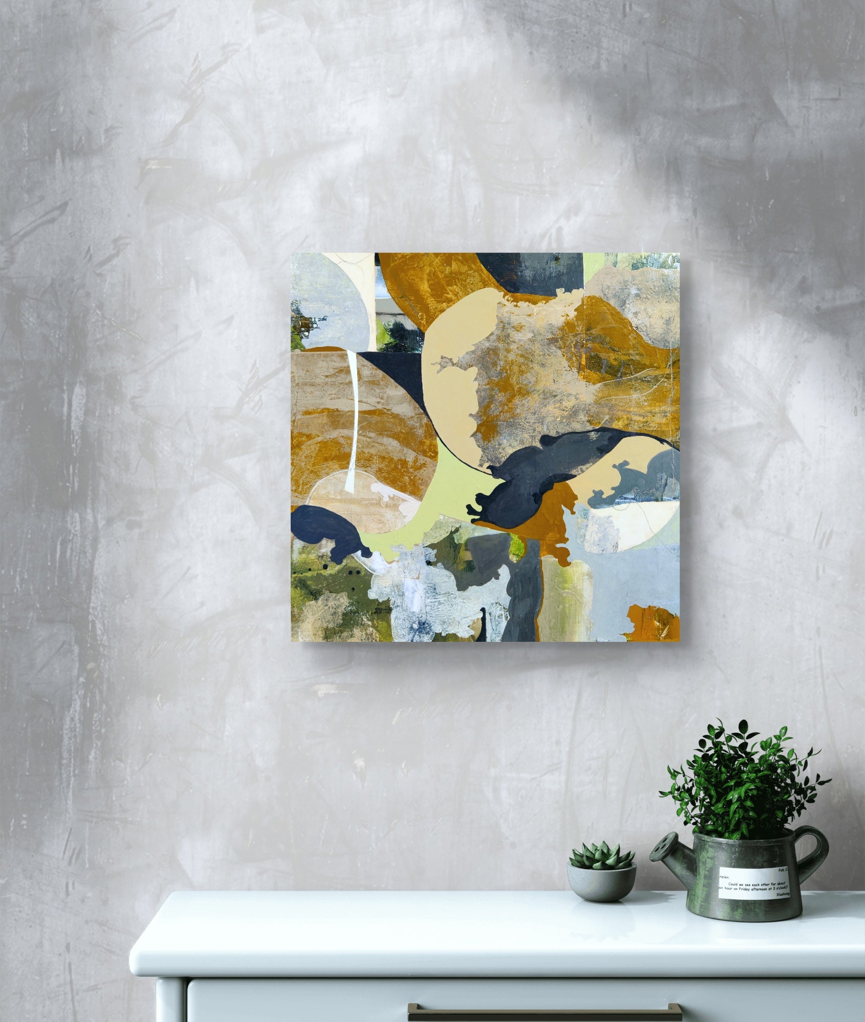 green forest painting in abstract style by alison sherrow