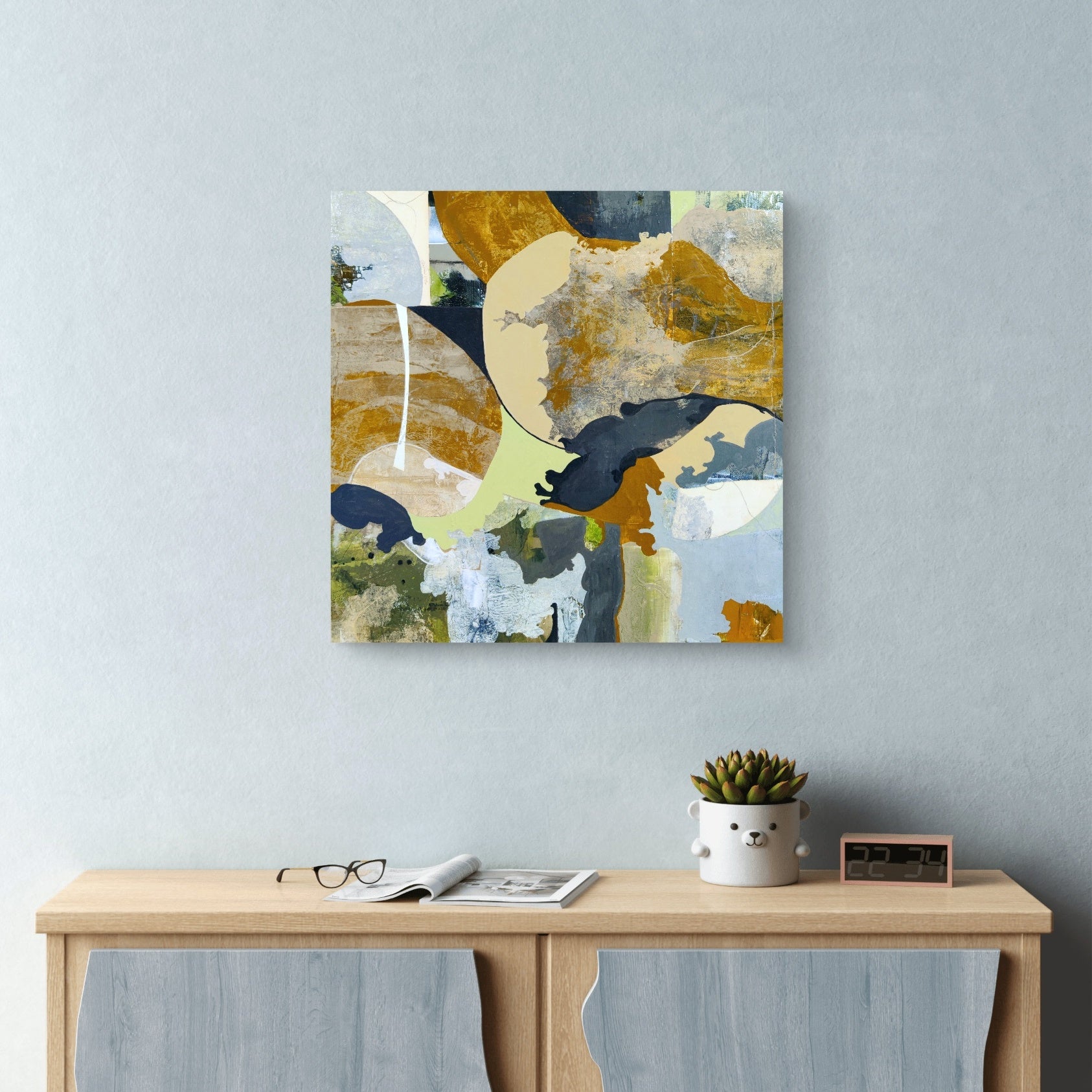 home styling featuring neutral nature inspired artwork by alison sherrow
