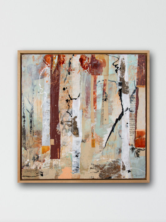 A Place to Wander – a warm, textured mixed media artwork.