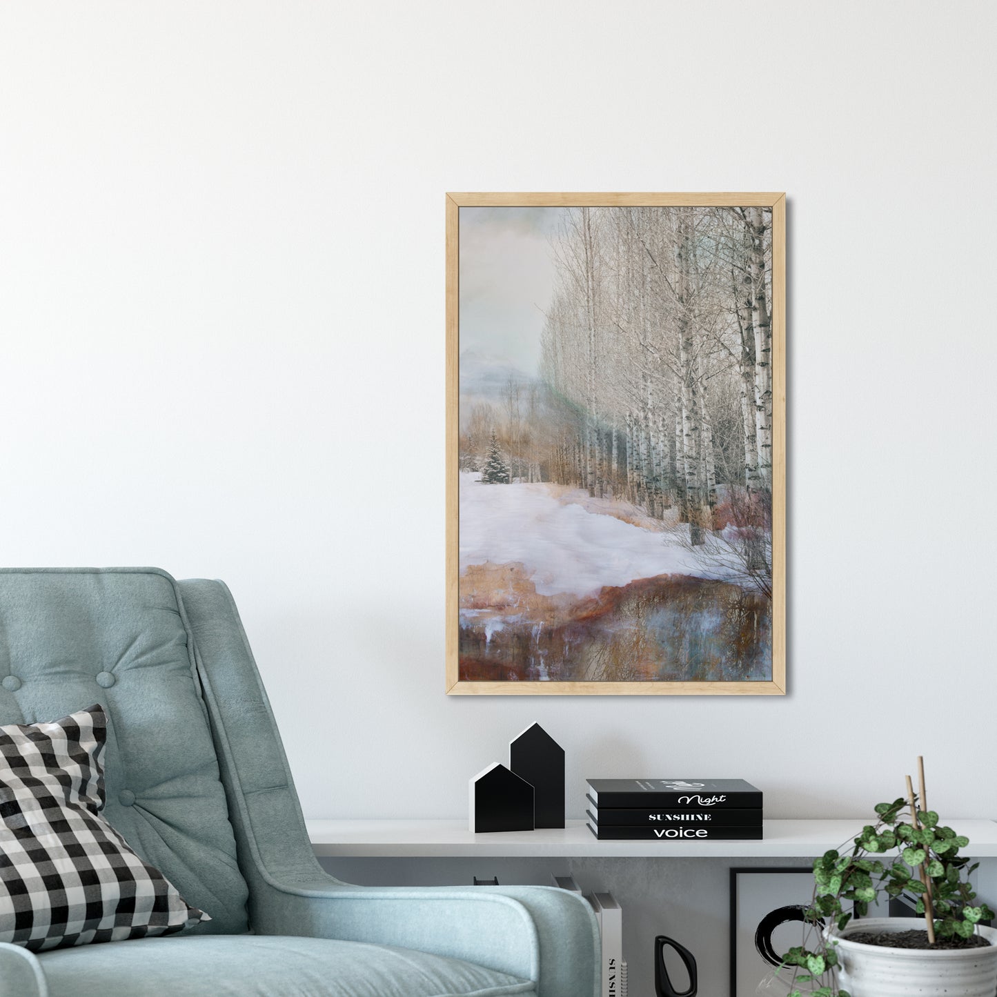 framed example of winter aspen print